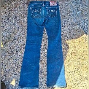 Dark Wash Low Rise True Religion Boot-Cut Jeans